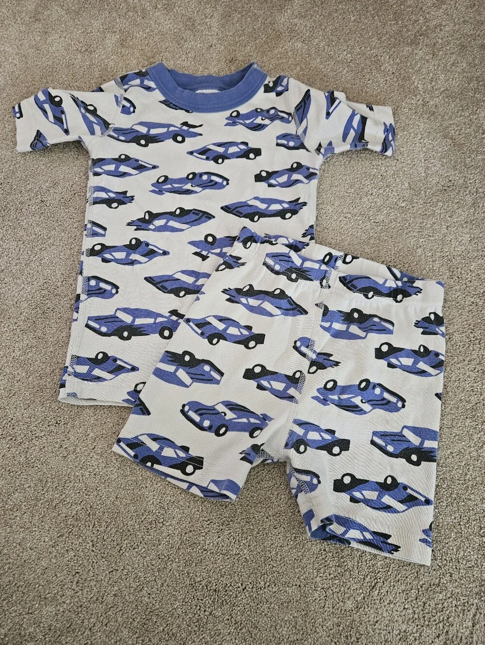 Hanna Andersson short sleeve pajama set, blue cars, 6-7 (120 Cm)